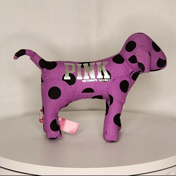 PINK Victoria's Secret Purple and Black Plush Polka Dot Dog Collector’s Item - Picture 1 of 4